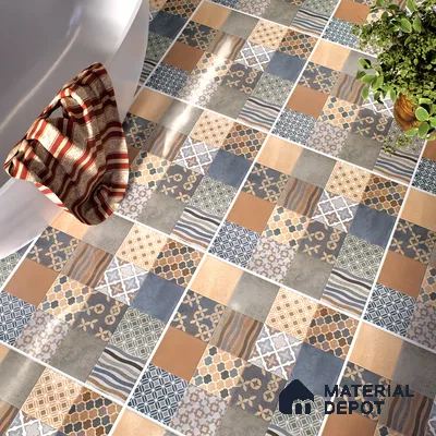 Moroccan Wall & Floor Tile TL 07426 Ethnic 2 ft x 2 ft Matte Finish Vitrified Tile - 9 mm | Suitable For living Room, Bedroom, Bathroom | Please Expect a Slight Variation of Pattern (Sample)