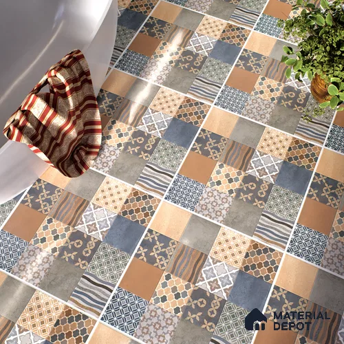 Moroccan Wall & Floor Tile TL 07426 Ethnic 2 ft x 2 ft Matte Finish Vitrified Tile - 9 mm | Suitable For Kitchen, Balcony, Dining Area | Please Expect a Slight Variation of Pattern | Random Designs