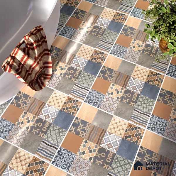 Moroccan Wall & Floor Tile TL 07426 Ethnic 2 ft x 2 ft Matte Finish Vitrified Tile - 9 mm | Suitable For living Room, Bedroom, Bathroom | Please Expect a Slight Variation of Pattern (Sample)