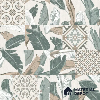 Moroccan Wall & Floor Tile TL 07424 Dali Olive 2 ft x 2 ft Matte Finish Vitrified Tile - 9 mm | Suitable For living Room, Bedroom, Bathroom | Please Expect a Slight Variation of Pattern (Sample)