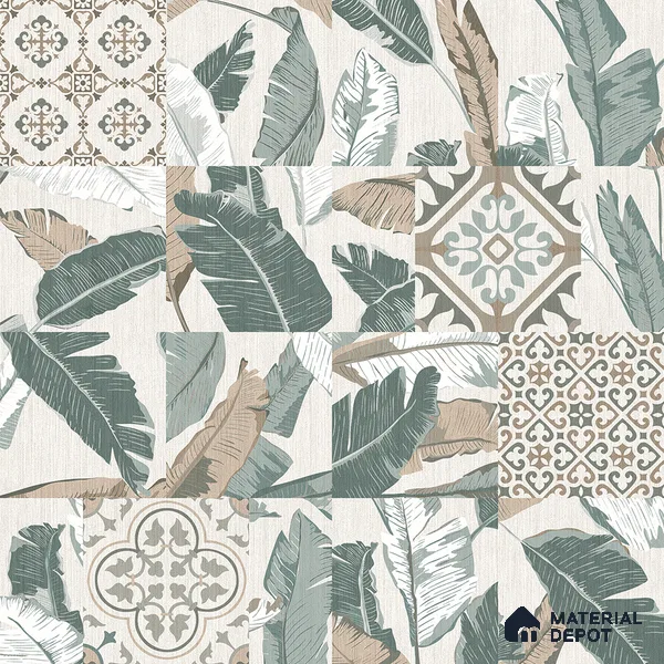 Moroccan Wall & Floor Tile TL 07424 Dali Olive 2 ft x 2 ft Matte Finish Vitrified Tile - 9 mm | Suitable For living Room, Bedroom, Bathroom | Please Expect a Slight Variation of Pattern (Sample)
