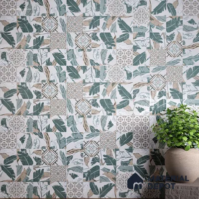 Moroccan Wall & Floor Tile TL 07424 Dali Olive 2 ft x 2 ft Matte Finish Vitrified Tile - 9 mm | Suitable For living Room, Bedroom, Bathroom | Please Expect a Slight Variation of Pattern (Sample)