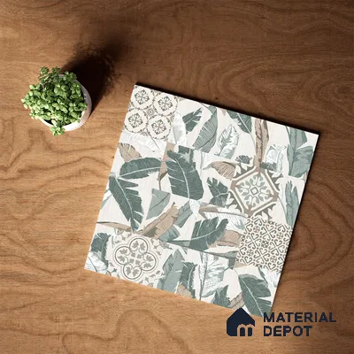 Moroccan Wall & Floor Tile TL 07424 Dali Olive 2 ft x 2 ft Matte Finish Vitrified Tile - 9 mm | Suitable For living Room, Bedroom, Bathroom | Please Expect a Slight Variation of Pattern (Sample)