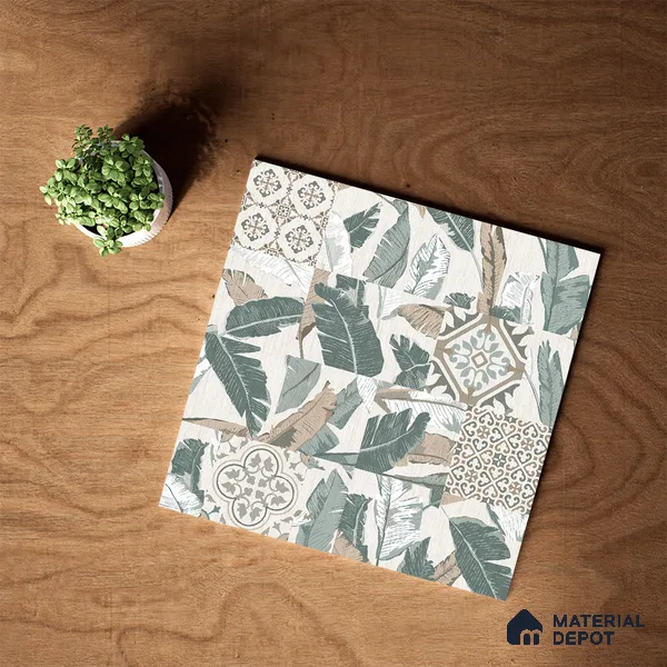 Moroccan Wall & Floor Tile TL 07424 Dali Olive 2 ft x 2 ft Matte Finish Vitrified Tile - 9 mm | Suitable For living Room, Bedroom, Bathroom | Please Expect a Slight Variation of Pattern (Sample)