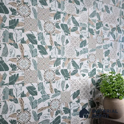 Moroccan Wall & Floor Tile TL 07424 Dali Olive 2 ft x 2 ft Matte Finish Vitrified Tile - 9 mm | Suitable For living Room, Bedroom, Bathroom | Please Expect a Slight Variation of Pattern (Sample)