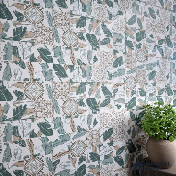 Moroccan Wall & Floor Tile TL 07424 Dali Olive 2 ft x 2 ft Matte Finish Vitrified Tile - 9 mm | Suitable For living Room, Bedroom, Bathroom | Please Expect a Slight Variation of Pattern (Sample)