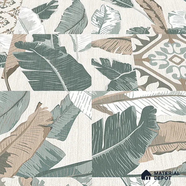 Moroccan Wall & Floor Tile TL 07424 Dali Olive 2 ft x 2 ft Matte Finish Vitrified Tile - 9 mm | Suitable For living Room, Bedroom, Bathroom | Please Expect a Slight Variation of Pattern (Sample)