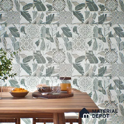 Moroccan Wall & Floor Tile TL 07424 Dali Olive 2 ft x 2 ft Matte Finish Vitrified Tile - 9 mm | Suitable For living Room, Bedroom, Bathroom | Please Expect a Slight Variation of Pattern (Sample)