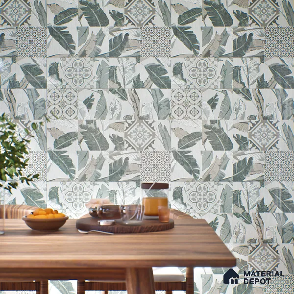 Moroccan Wall & Floor Tile TL 07424 Dali Olive 2 ft x 2 ft Matte Finish Vitrified Tile - 9 mm | Suitable For living Room, Bedroom, Bathroom | Please Expect a Slight Variation of Pattern (Sample)