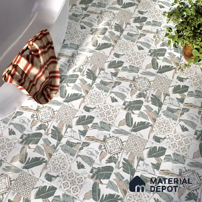 Moroccan Wall & Floor Tile TL 07424 Dali Olive 2 ft x 2 ft Matte Finish Vitrified Tile - 9 mm | Suitable For living Room, Bedroom, Bathroom | Please Expect a Slight Variation of Pattern (Sample)