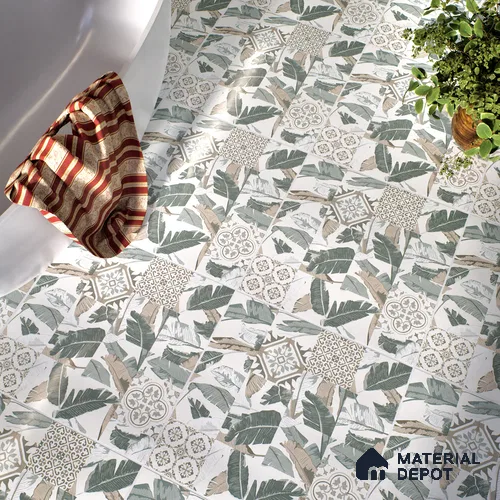 Moroccan Wall & Floor Tile TL 07424 Dali Olive 2 ft x 2 ft Matte Finish Vitrified Tile - 9 mm | Suitable For Balcony, Accent/Feature Wall, Dining Area | Please Expect a Slight Variation of Pattern | Random Designs