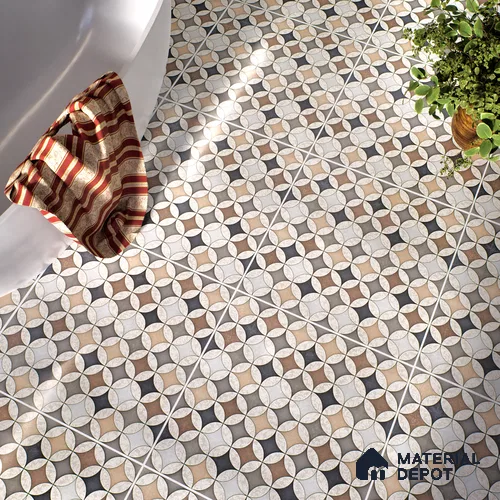 Moroccan Wall & Floor Tile TL 07419 Elista Multy 2 ft x 2 ft Glossy Finish Vitrified Tile - 9 mm | Suitable For Kitchen, Balcony, Dining Area | Please Expect a Slight Variation of Pattern | Random Designs