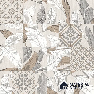 Moroccan Wall & Floor Tile TL 07423 Dali Bianco 2 ft x 2 ft Matte Finish Vitrified Tile - 9 mm | Suitable For living Room, Bedroom, Bathroom | Please Expect a Slight Variation of Pattern (Sample)