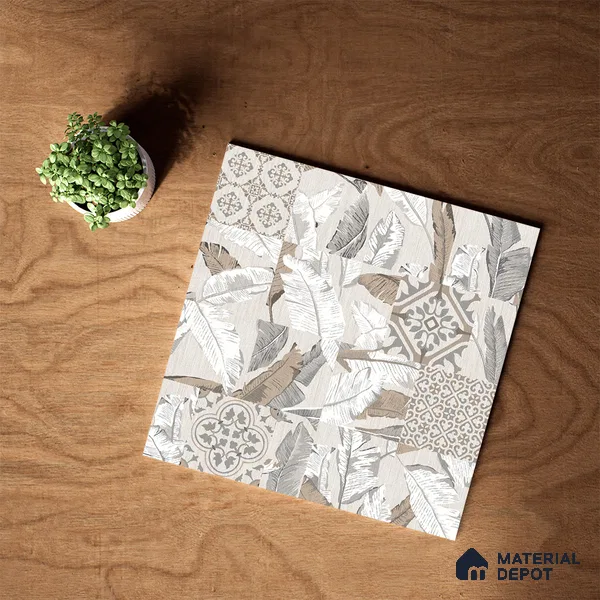 Moroccan Wall & Floor Tile TL 07423 Dali Bianco 2 ft x 2 ft Matte Finish Vitrified Tile - 9 mm | Suitable For living Room, Bedroom, Bathroom | Please Expect a Slight Variation of Pattern (Sample)