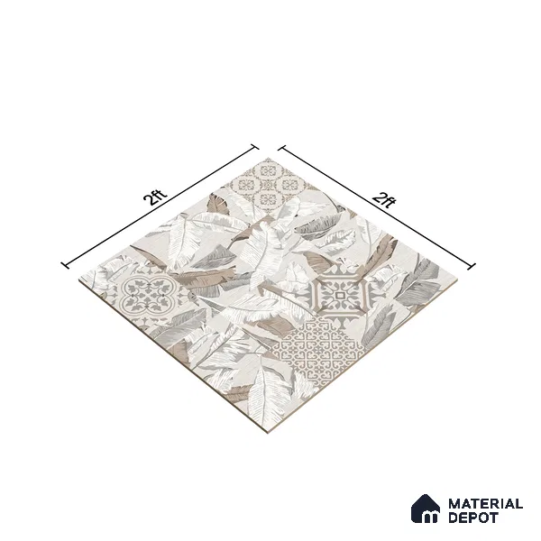 Moroccan Wall & Floor Tile TL 07423 Dali Bianco 2 ft x 2 ft Matte Finish Vitrified Tile - 9 mm | Suitable For living Room, Bedroom, Bathroom | Please Expect a Slight Variation of Pattern (Sample)