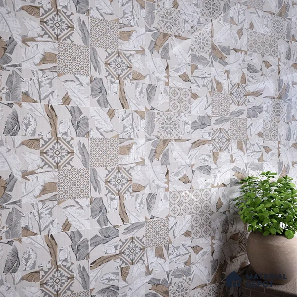 Moroccan Wall & Floor Tile TL 07423 Dali Bianco 2 ft x 2 ft Matte Finish Vitrified Tile - 9 mm | Suitable For living Room, Bedroom, Bathroom | Please Expect a Slight Variation of Pattern (Sample)