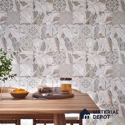 Moroccan Wall & Floor Tile TL 07423 Dali Bianco 2 ft x 2 ft Matte Finish Vitrified Tile - 9 mm | Suitable For living Room, Bedroom, Bathroom | Please Expect a Slight Variation of Pattern (Sample)