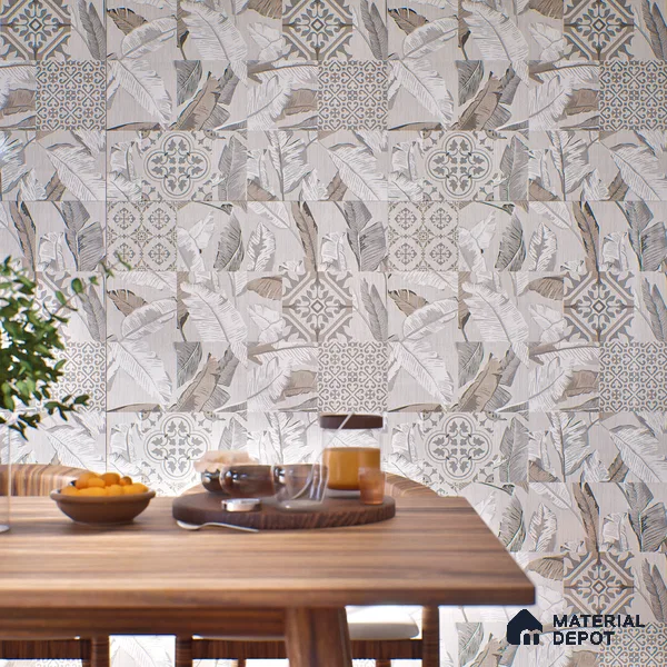 Moroccan Wall & Floor Tile TL 07423 Dali Bianco 2 ft x 2 ft Matte Finish Vitrified Tile - 9 mm | Suitable For living Room, Bedroom, Bathroom | Please Expect a Slight Variation of Pattern (Sample)