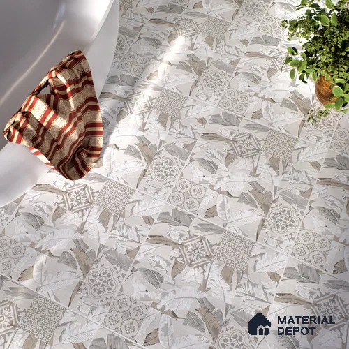 Moroccan Wall & Floor Tile TL 07423 Dali Bianco 2 ft x 2 ft Matte Finish Vitrified Tile - 9 mm | Suitable For Balcony, Accent/Feature Wall, Dining Area | Please Expect a Slight Variation of Pattern | Random Designs