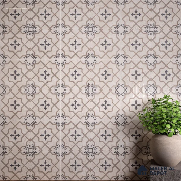 Moroccan Wall & Floor Tile TL 07425 Elude 2 ft x 2 ft Matte Finish Vitrified Tile - 9 mm | Suitable For living Room, Bedroom, Bathroom | Please Expect a Slight Variation of Pattern