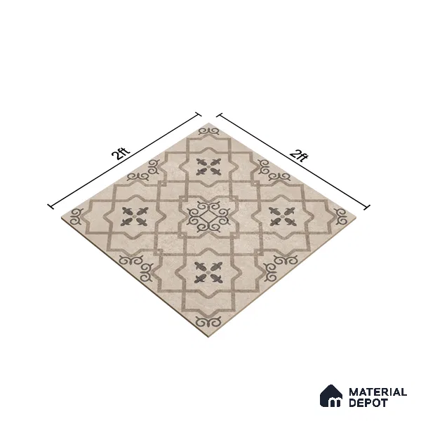 Moroccan Wall & Floor Tile TL 07425 Elude 2 ft x 2 ft Matte Finish Vitrified Tile - 9 mm | Suitable For living Room, Bedroom, Bathroom | Please Expect a Slight Variation of Pattern