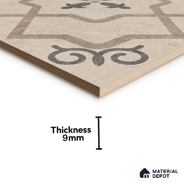 Moroccan Wall & Floor Tile TL 07425 Elude 2 ft x 2 ft Matte Finish Vitrified Tile - 9 mm | Suitable For living Room, Bedroom, Bathroom | Please Expect a Slight Variation of Pattern