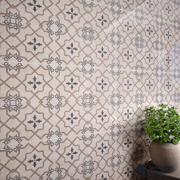 Moroccan Wall & Floor Tile TL 07425 Elude 2 ft x 2 ft Matte Finish Vitrified Tile - 9 mm | Suitable For living Room, Bedroom, Bathroom | Please Expect a Slight Variation of Pattern