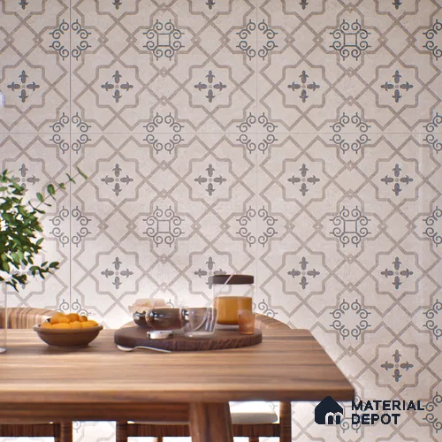 Moroccan Wall & Floor Tile TL 07425 Elude 2 ft x 2 ft Matte Finish Vitrified Tile - 9 mm | Suitable For Kitchen, Balcony, Dining Area | Please Expect a Slight Variation of Pattern | Random Designs