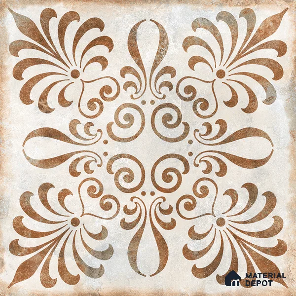 Moroccan Wall & Floor Tile TL 07420 Gemer Brown 2 ft x 2 ft Glossy Finish Vitrified Tile - 9 mm | Suitable For living Room, Bedroom, Bathroom | Please Expect a Slight Variation of Pattern