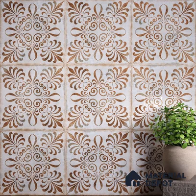 Moroccan Wall & Floor Tile TL 07420 Gemer Brown 2 ft x 2 ft Glossy Finish Vitrified Tile - 9 mm | Suitable For living Room, Bedroom, Bathroom | Please Expect a Slight Variation of Pattern