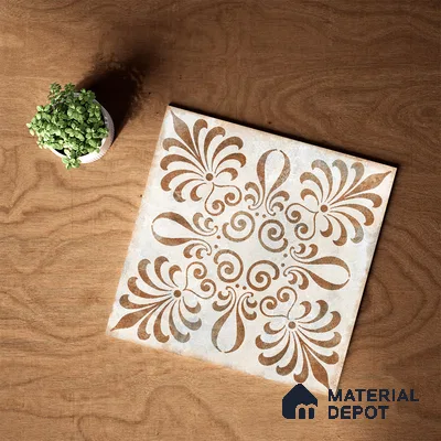 Moroccan Wall & Floor Tile TL 07420 Gemer Brown 2 ft x 2 ft Glossy Finish Vitrified Tile - 9 mm | Suitable For living Room, Bedroom, Bathroom | Please Expect a Slight Variation of Pattern