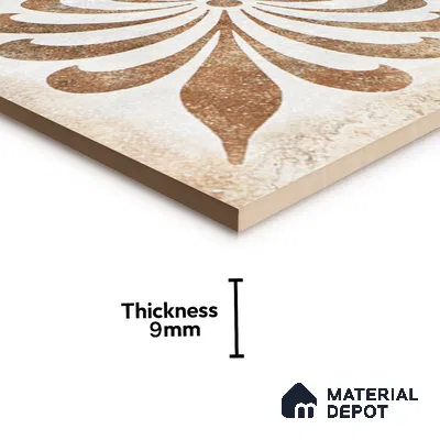 Moroccan Wall & Floor Tile TL 07420 Gemer Brown 2 ft x 2 ft Glossy Finish Vitrified Tile - 9 mm | Suitable For living Room, Bedroom, Bathroom | Please Expect a Slight Variation of Pattern
