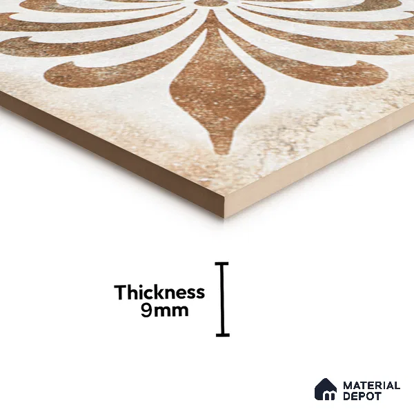 Moroccan Wall & Floor Tile TL 07420 Gemer Brown 2 ft x 2 ft Glossy Finish Vitrified Tile - 9 mm | Suitable For living Room, Bedroom, Bathroom | Please Expect a Slight Variation of Pattern