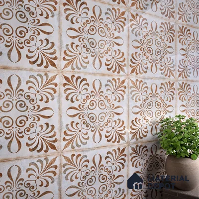 Moroccan Wall & Floor Tile TL 07420 Gemer Brown 2 ft x 2 ft Glossy Finish Vitrified Tile - 9 mm | Suitable For living Room, Bedroom, Bathroom | Please Expect a Slight Variation of Pattern