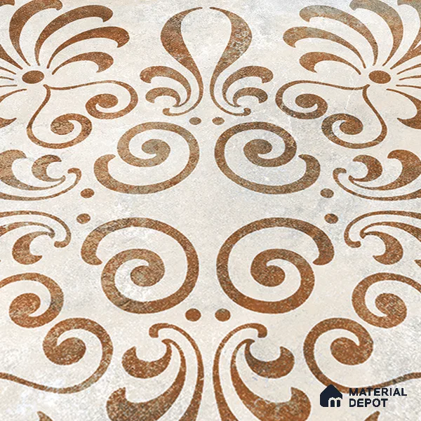 Moroccan Wall & Floor Tile TL 07420 Gemer Brown 2 ft x 2 ft Glossy Finish Vitrified Tile - 9 mm | Suitable For living Room, Bedroom, Bathroom | Please Expect a Slight Variation of Pattern