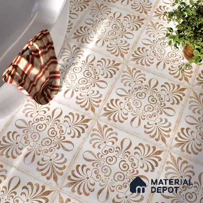 Moroccan Wall & Floor Tile TL 07420 Gemer Brown 2 ft x 2 ft Glossy Finish Vitrified Tile - 9 mm | Suitable For living Room, Bedroom, Bathroom | Please Expect a Slight Variation of Pattern