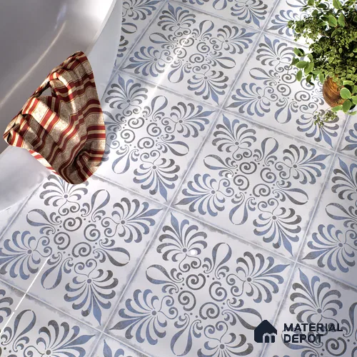 Moroccan Wall & Floor Tile TL 07380 Gemer Azul 2 ft x 2 ft Matte Finish Vitrified Tile - 9 mm | Suitable For Kitchen, Balcony, Dining Area | Please Expect a Slight Variation of Pattern | Random Designs