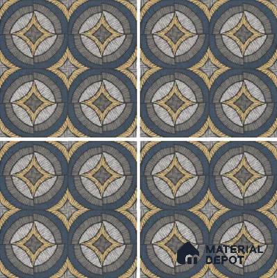 Moroccan Wall & Floor Tile TL 07259 Trend Black Decor 5002 200 mm x 200 mm Matte Finish Vitrified Tile - 8 mm | 4 Random Design | Suitable For Kitchen, Bathroom, Balcony | Please Expect a Slight Variation of Pattern