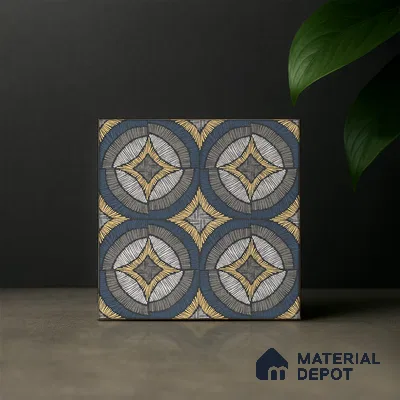 Moroccan Wall & Floor Tile TL 07259 Trend Black Decor 5002 200 mm x 200 mm Matte Finish Vitrified Tile - 8 mm | 4 Random Design | Suitable For Kitchen, Bathroom, Balcony | Please Expect a Slight Variation of Pattern