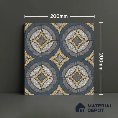 Moroccan Wall & Floor Tile TL 07259 Trend Black Decor 5002 200 mm x 200 mm Matte Finish Vitrified Tile - 8 mm | 4 Random Design | Suitable For Kitchen, Bathroom, Balcony | Please Expect a Slight Variation of Pattern