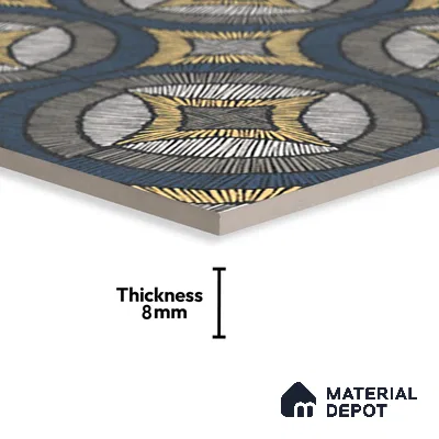 Moroccan Wall & Floor Tile TL 07259 Trend Black Decor 5002 200 mm x 200 mm Matte Finish Vitrified Tile - 8 mm | 4 Random Design | Suitable For Kitchen, Bathroom, Balcony | Please Expect a Slight Variation of Pattern