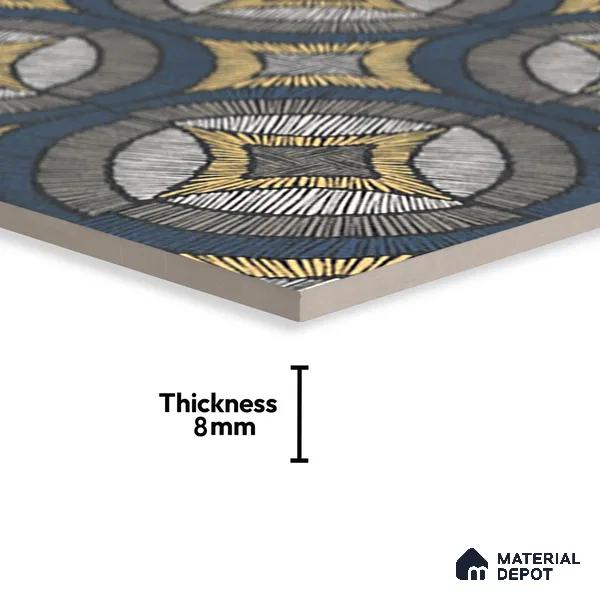 Moroccan Wall & Floor Tile TL 07259 Trend Black Decor 5002 200 mm x 200 mm Matte Finish Vitrified Tile - 8 mm | 4 Random Design | Suitable For Kitchen, Bathroom, Balcony | Please Expect a Slight Variation of Pattern