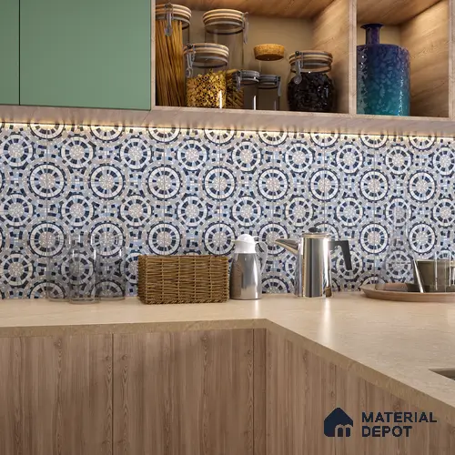 Moroccan Wall & Floor Tile TL 07262 Trend Concrete Decor 5013 200 mm x 200 mm Matte Finish Vitrified Tile - 8 mm | 4 Random Design | Suitable For living Room, Bedroom, Kitchen | Please Expect a Slight Variation of Pattern