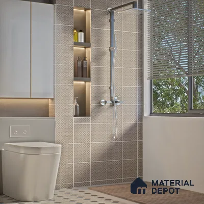 Moroccan Wall & Floor Tile TL 07275 Trend Moon Grey Decor 7001 200 mm x 200 mm Matte Finish Vitrified Tile - 8 mm | 4 Random Design | Suitable For living Room, Bedroom, Kitchen | Please Expect a Slight Variation of Pattern (Sample)
