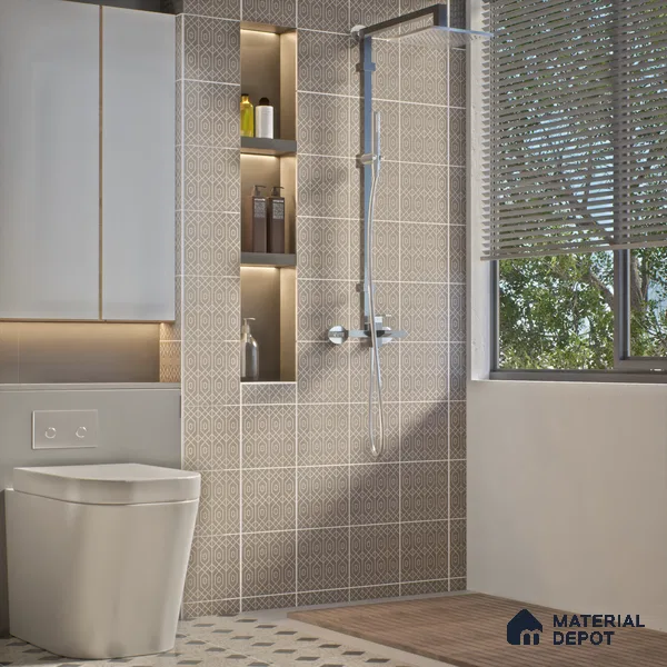Moroccan Wall & Floor Tile TL 07275 Trend Moon Grey Decor 7001 200 mm x 200 mm Matte Finish Vitrified Tile - 8 mm | 4 Random Design | Suitable For living Room, Bedroom, Kitchen | Please Expect a Slight Variation of Pattern (Sample)