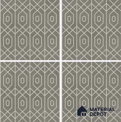 Moroccan Wall & Floor Tile TL 07275 Trend Moon Grey Decor 7001 200 mm x 200 mm Matte Finish Vitrified Tile - 8 mm | 4 Random Design | Suitable For living Room, Bedroom, Kitchen | Please Expect a Slight Variation of Pattern (Sample)
