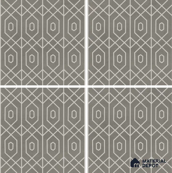 Moroccan Wall & Floor Tile TL 07275 Trend Moon Grey Decor 7001 200 mm x 200 mm Matte Finish Vitrified Tile - 8 mm | 4 Random Design | Suitable For living Room, Bedroom, Kitchen | Please Expect a Slight Variation of Pattern (Sample)