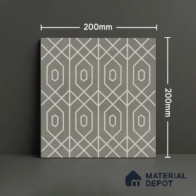 Moroccan Wall & Floor Tile TL 07275 Trend Moon Grey Decor 7001 200 mm x 200 mm Matte Finish Vitrified Tile - 8 mm | 4 Random Design | Suitable For living Room, Bedroom, Kitchen | Please Expect a Slight Variation of Pattern (Sample)
