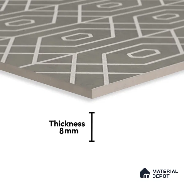 Moroccan Wall & Floor Tile TL 07275 Trend Moon Grey Decor 7001 200 mm x 200 mm Matte Finish Vitrified Tile - 8 mm | 4 Random Design | Suitable For living Room, Bedroom, Kitchen | Please Expect a Slight Variation of Pattern (Sample)
