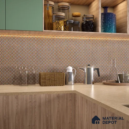 Moroccan Wall & Floor Tile TL 07278 Trend Sark Decor 5017 200 mm x 200 mm Matte Finish Vitrified Tile - 8 mm | 4 Random Design | Suitable For living Room, Bedroom, Kitchen | Please Expect a Slight Variation of Pattern